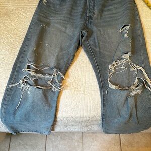 Levi's 501 Distressed Light Blue Jeans